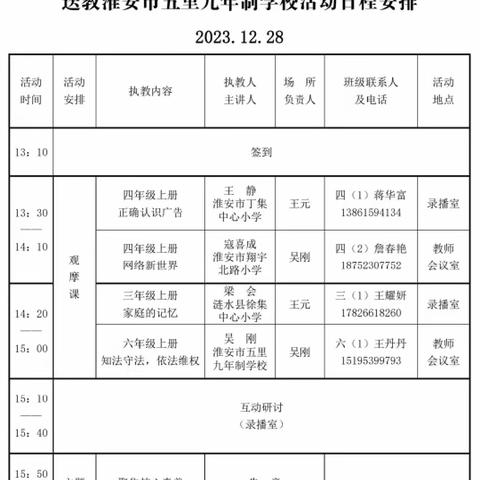 “爱在乡村教育”——淮安市小学道德与法治送教淮安市五里九年制学校活动