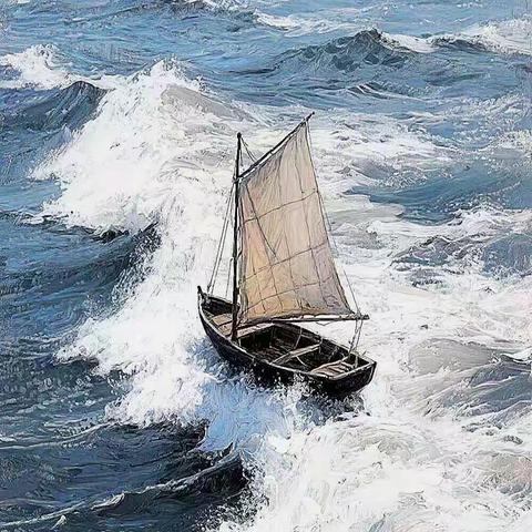 𝔸𝕀 绘画 🎨 海浪与小船