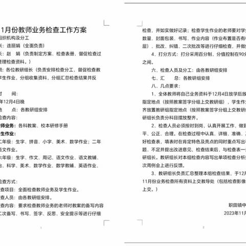 以查赏亮点， 以研促提升 ---职田镇中心小学数学教研组业务检查纪实