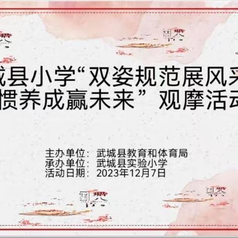 【全环境立德树人】双姿规范展风采  习惯养成赢未来——武城县小学规范写字（双姿）观摩会