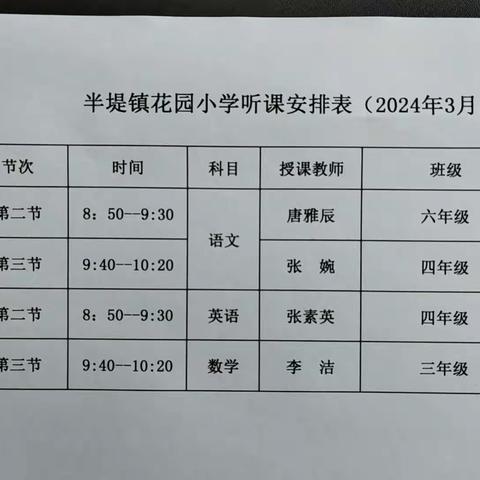 春风十里齐相聚，听课评课促成长—半堤镇花园小学开展听评课活动