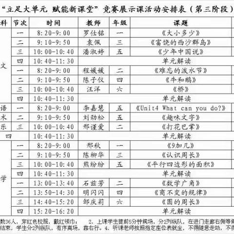 活动中主题“立足大单元 赋能新课堂”