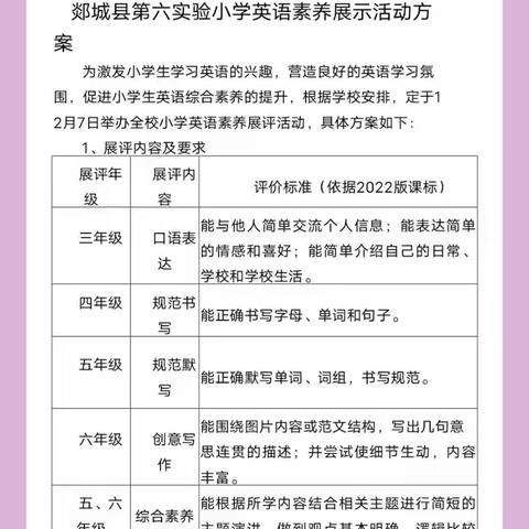 品英语魅力 展素养风采 —— 郯城县第六实验小学英语素养展示活动