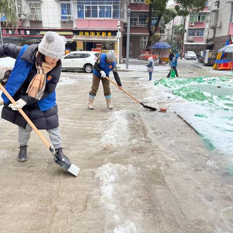 社区党员、志愿者齐上阵 吹响铲雪除冰“集结号”