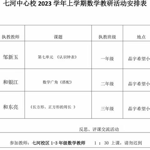 七河校区低段数学教研活动