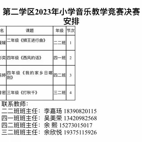 赛课展风采 ，研讨促成长————记2023年下期第二学区音乐课堂教学比武大赛。