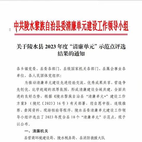 陵水黎族自治县消防救援大队荣获县2023年度“清廉机关”称号