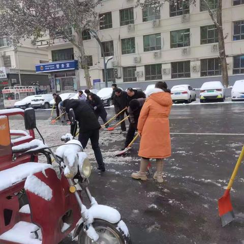卫健局爱卫办组织成员扫雪忙