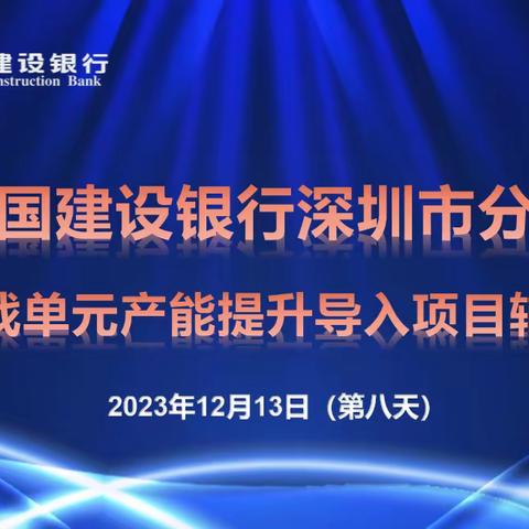 深圳建行联合作战单元产能提升导入项目导入小结