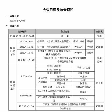 临沂高一地理教学研讨会 ——临沂高新区高级中学参会汇报