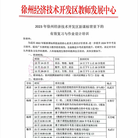 拾“阶”而上，  ﻿向思维更高处漫溯 —2023年徐州经济开发区新课标背景下的有效复习与作业设计培训活动（一）