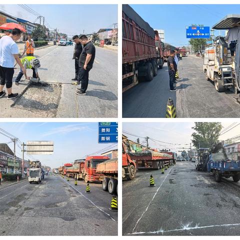 郾城区公路事业发展中心迎“热”而上进行养护施工