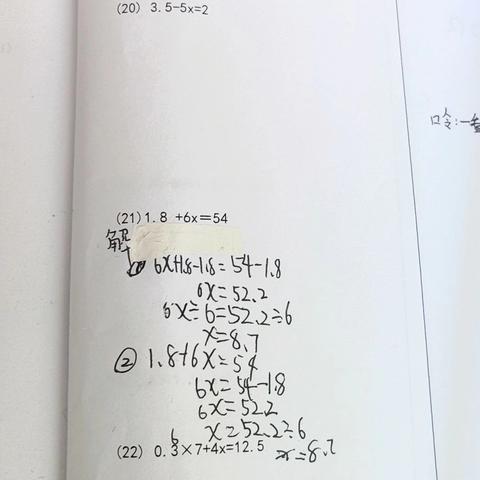 恩怡数学思维养成记一一解方程