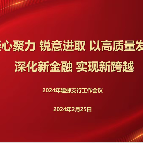 “凝心聚力 锐意进取 以高质量发展 深化新金融 实现新跨越”—建邺支行2024年工作会议