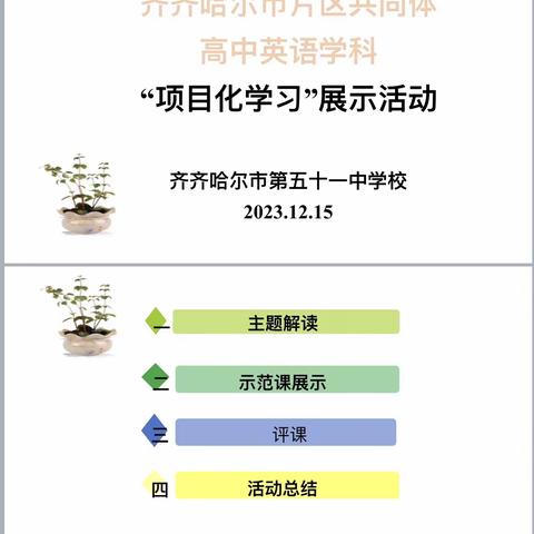 齐齐哈尔市2023年普通高中课堂教学改革片区共同体“项目化学习”实践活动——英语学科