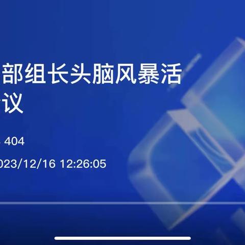 广东项目部2023年12月组长头脑风暴会议顺利召开