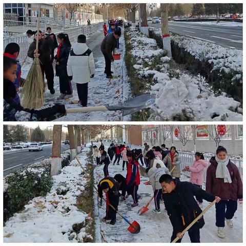 库尔勒市七小教育集团铁克其乡中心小学--冬日暖人心，扫雪我先行