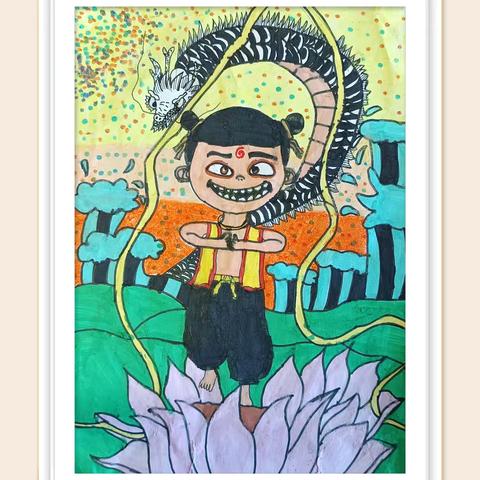 幸运星画室新城校区美术基础班“哪吒”系列作品