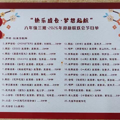 快乐成长 梦想起航 ——云冈区实验小学六年级三班2026年元旦联欢会