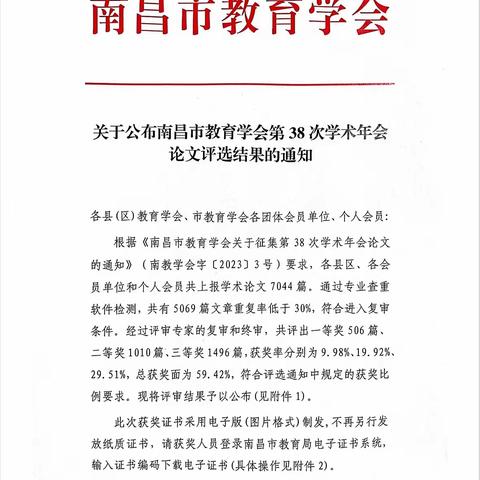 【喜报】新城幼儿园在南昌市教育学会第38次学术年会论文评选活动中荣获佳绩