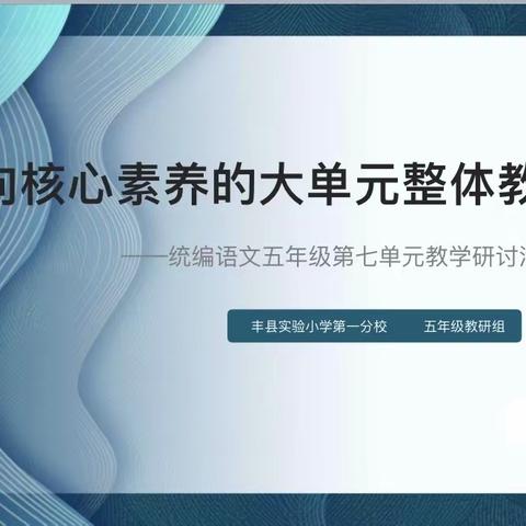 行而不辍，追光不止——记丰县实验小学第一分校“五下语文第七单元指向核心素养的大单元整体教学设计”