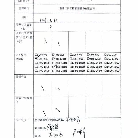 中山大学·深圳建设工程项目施工总包（Ⅲ标）现场安全巡查及违章作业纠察记录（2024.1.13）