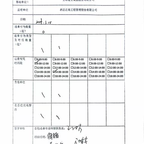 中山大学·深圳建设工程项目施工总包（Ⅲ标）现场安全巡查及违章作业纠察记录（2024.1.15）