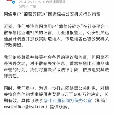 比亚迪严厉反击黑公关，呼吁专注技术发展！