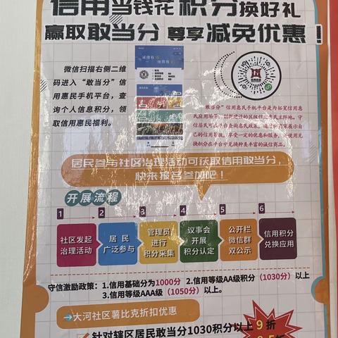 岱岳党旗红|粥店街道大河社区发放信用海报