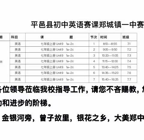 课赛促成长，精彩齐绽放--- ---平邑县初中英语赛课郑城镇一中赛点