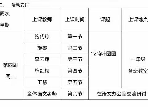 荷叶圆圆趣味浓，同课异构展风采——双江二小一年级语文组开展“同课异构”教学研讨活动