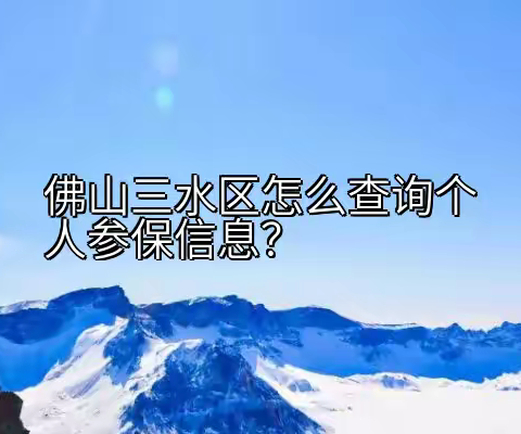 怎么查询个人参保信息（佛山三水区）？