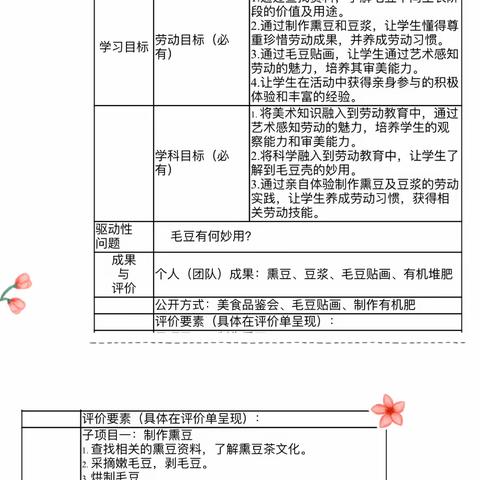 “嗨！豆你玩”——马腰小学“一班一品”生态劳动项目化学习活动