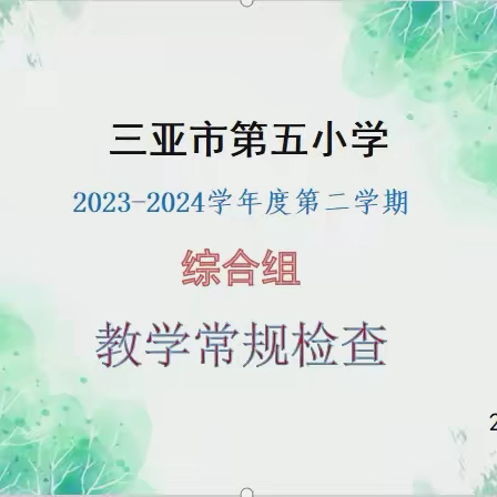 落实常规 提升质量一一三亚市第五小学综合组教学常规检查