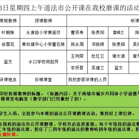 道法启智润童心，潜心教研促成长——南雄市黄坑镇中心小学开展道德与法治磨课活动