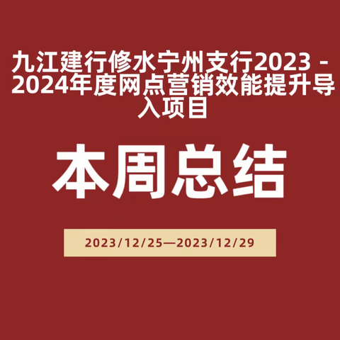 2023-2024年度网点营销效能提升导入项目总结