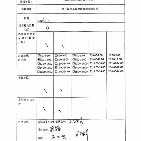 中山大学·深圳建设工程项目施工总包（Ⅲ标）现场安全巡查及违章作业纠察记录（2024.1.1）