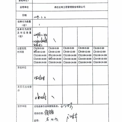 中山大学·深圳建设工程项目施工总包（Ⅲ标）现场安全巡查及违章作业纠察记录（2024.1.2）