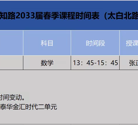 伯乐创知路2033届春季课程安排