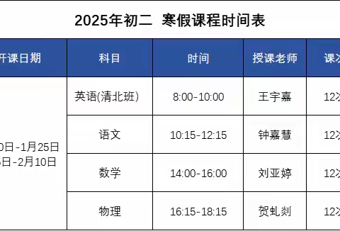 2030届初一长风 寒假课程规划-工大校区