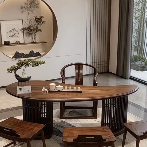 茶席设计丨现代休闲生态茶桌椅组合空间