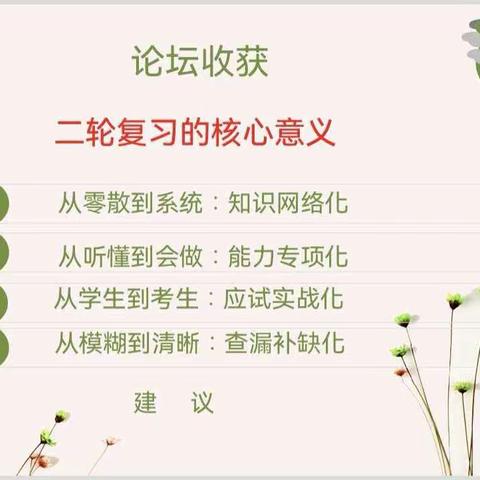 精研二轮策略 聚力素养提升 —— 高三英语二轮复习微论坛