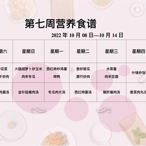 【美好食光】——丰州中心幼儿园第七周食谱