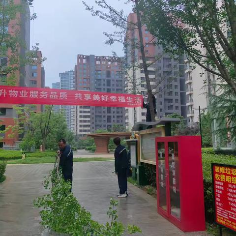 快速响应 狠抓落实｜西安煤化实业蓝上水岸项目部全力推进物业管理“百日行动”宣传横幅悬挂工作