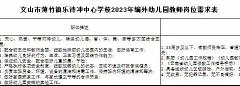 2024年文山市薄竹镇乐诗冲中心学校招聘编外幼儿园教师公告