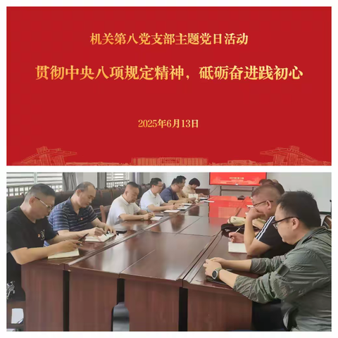 机关第八党支部开展“贯彻中央八项规定精神，砥砺奋进践初心”主题党日活动
