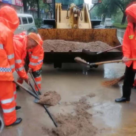 【平阴】县环卫绿化中心干部职工的“雨中即景”