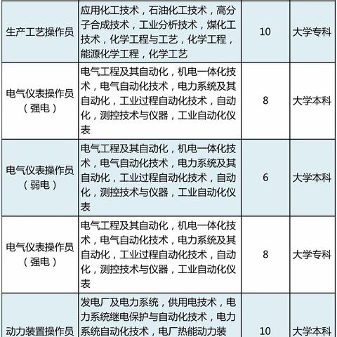 国能新疆化工有限公司2023年度毕业生招聘职位表