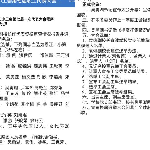 凝心聚力  向新而行——恩江二小第七届第一次教职工代表大会