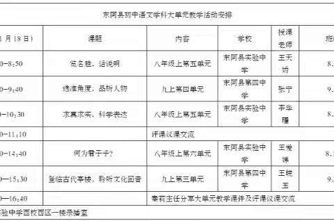 探单元教学之路   悟教育成长之路 ——东阿县初中语文学科大单元教学探索城乡联合教研